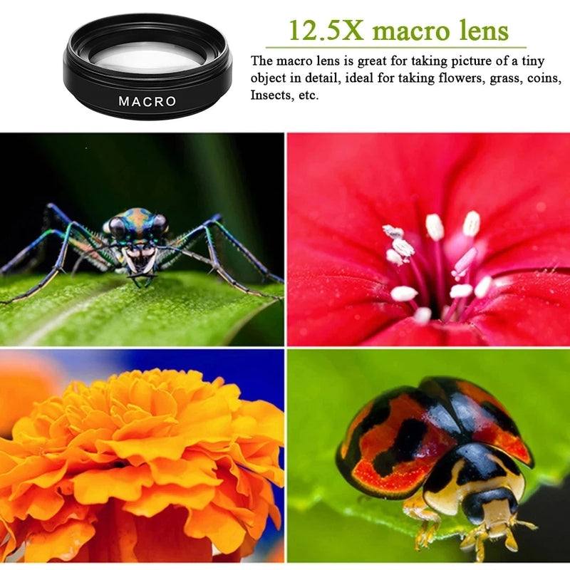 Lente macro HD para fotografia profissional com lente universal.
