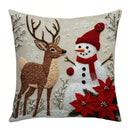 45x45cm Christmas Linen Pillowcase Rabbit Deer Santa Claus Snowman Print Cartoon Pillow Case Sofa Room Xmas Decor Cushion Cover