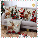 45x45cm Christmas Linen Pillowcase Rabbit Deer Santa Claus Snowman Print Cartoon Pillow Case Sofa Room Xmas Decor Cushion Cover