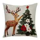 45x45cm Christmas Linen Pillowcase Rabbit Deer Santa Claus Snowman Print Cartoon Pillow Case Sofa Room Xmas Decor Cushion Cover
