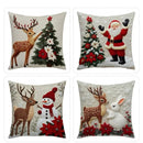45x45cm Christmas Linen Pillowcase Rabbit Deer Santa Claus Snowman Print Cartoon Pillow Case Sofa Room Xmas Decor Cushion Cover