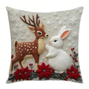 45x45cm Christmas Linen Pillowcase Rabbit Deer Santa Claus Snowman Print Cartoon Pillow Case Sofa Room Xmas Decor Cushion Cover