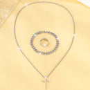 Men's 3pcs Fashion Alloy Jewelry Set - Cross Pendant Necklace, Bracelet & Ring Combo