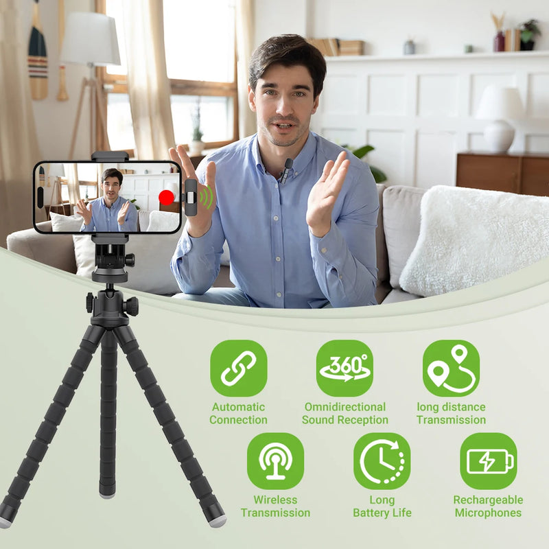 Microfone de lapela sem fio Basix 2.4G portátil